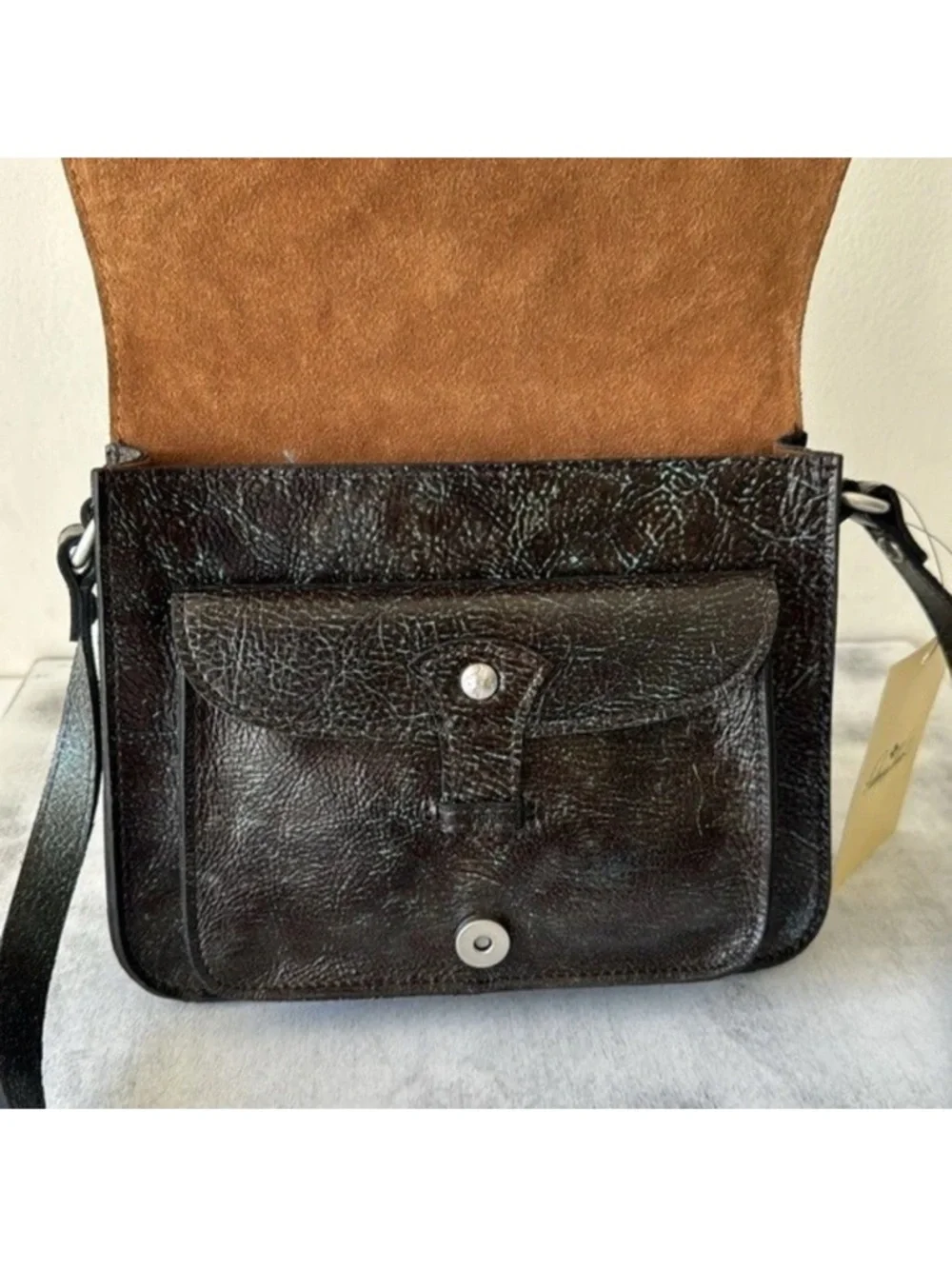 Patricia Nash IIina Turquoise Tooled Leather Floral Crossbody Bag - Picture 5 of 9